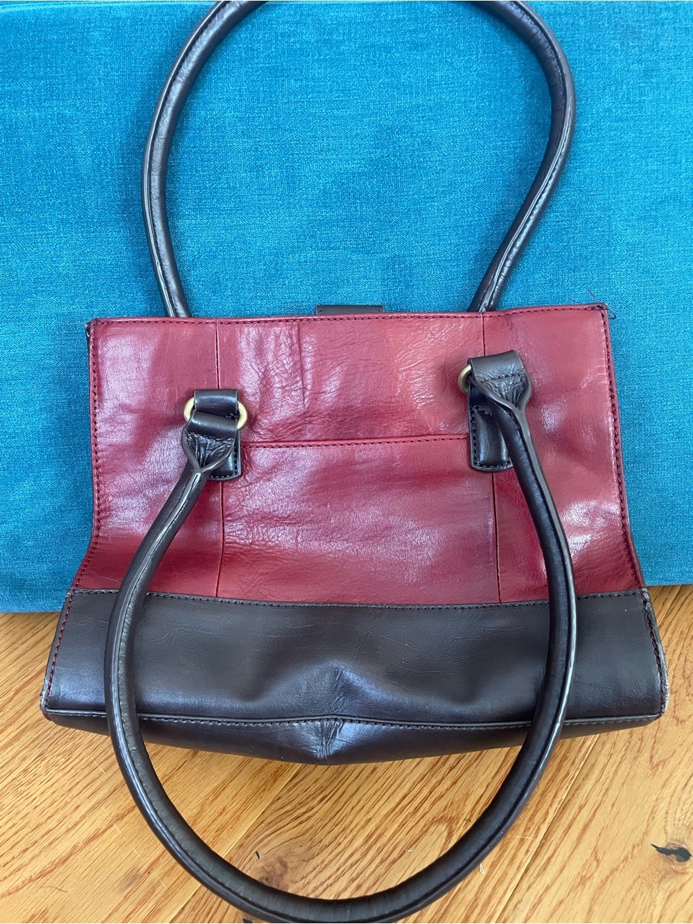 Chic Tignanello Smooth Leather Colorblock Tote - Picture 2 of 3
